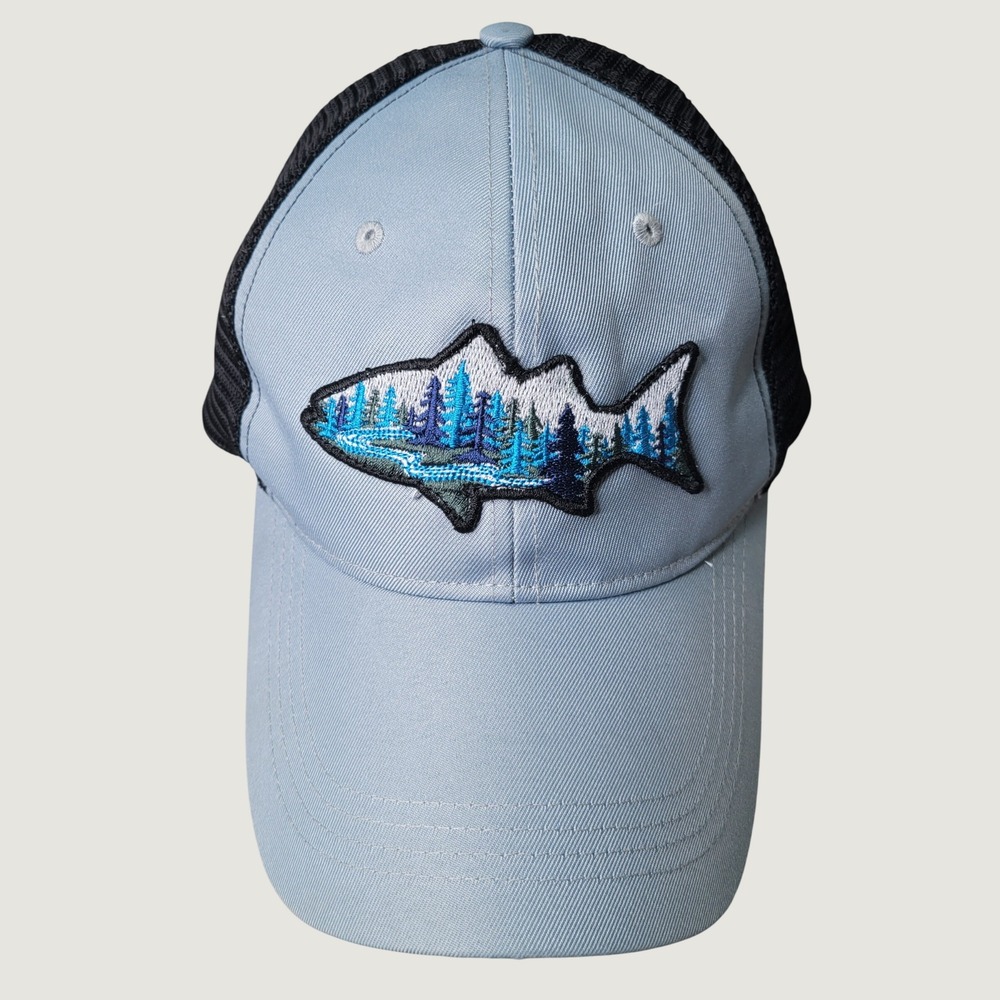 Telluride Clothing Fish Patch Trucker Hat Blue Black Mesh Snapback Fishing Cap